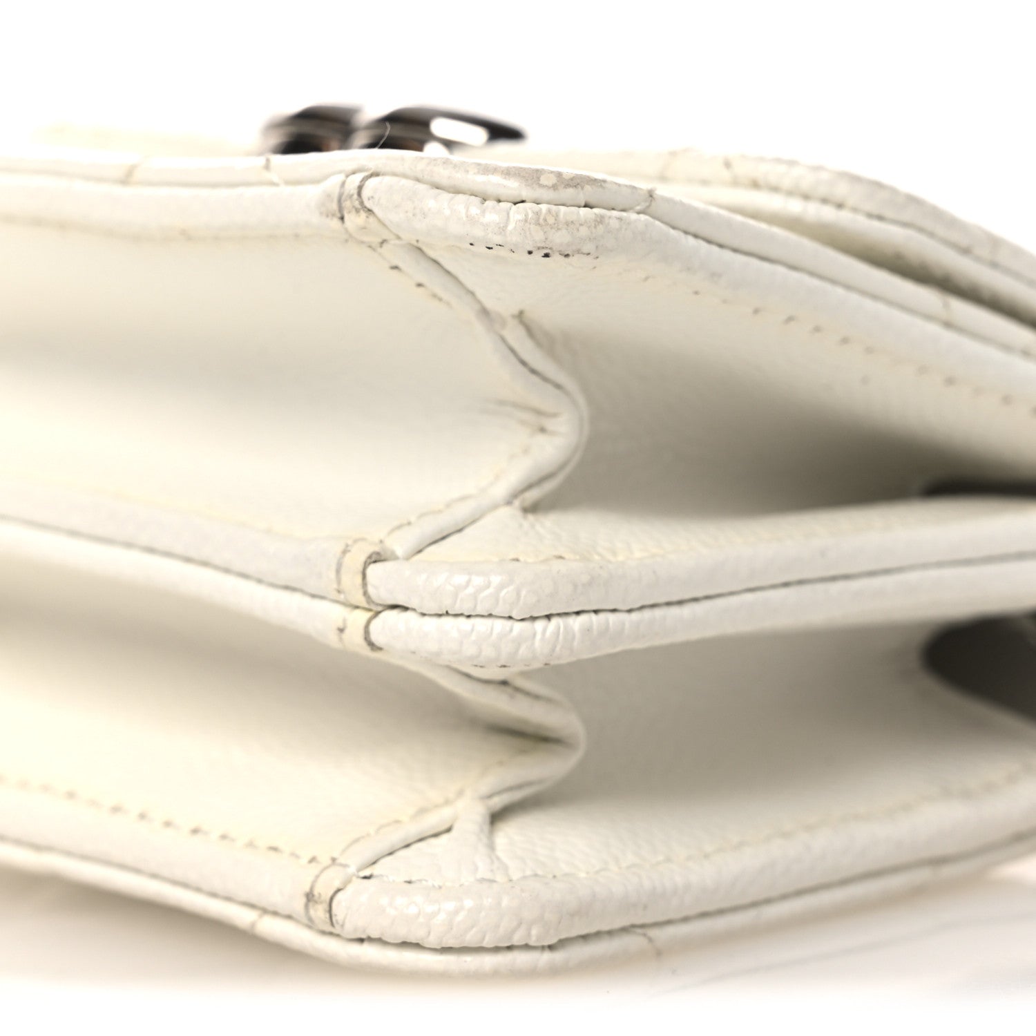 Chanel Caviar Quilted Enamel Coco Clutch With Chain White 17 of 24