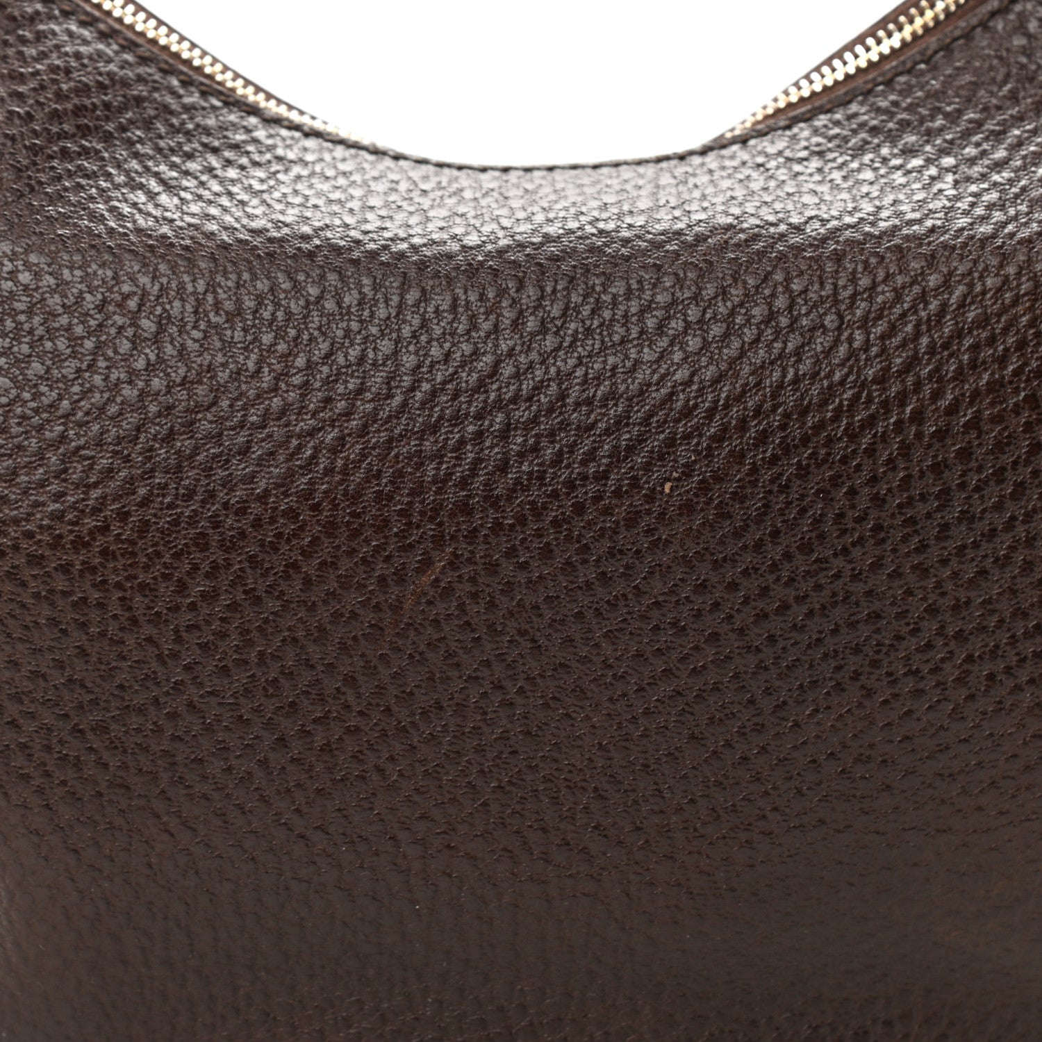 Gucci Pebbled Calfskin Half Moon Bamboo Ring Hobo Dark Brown 18 of 19