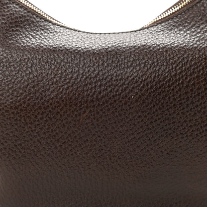 Gucci Pebbled Calfskin Half Moon Bamboo Ring Hobo Dark Brown 18 of 19