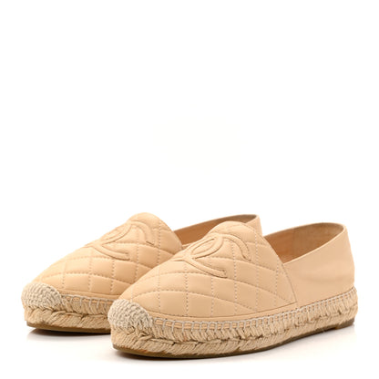 Chanel Lambskin Quilted CC Espadrilles 36 Beige 4 of 10