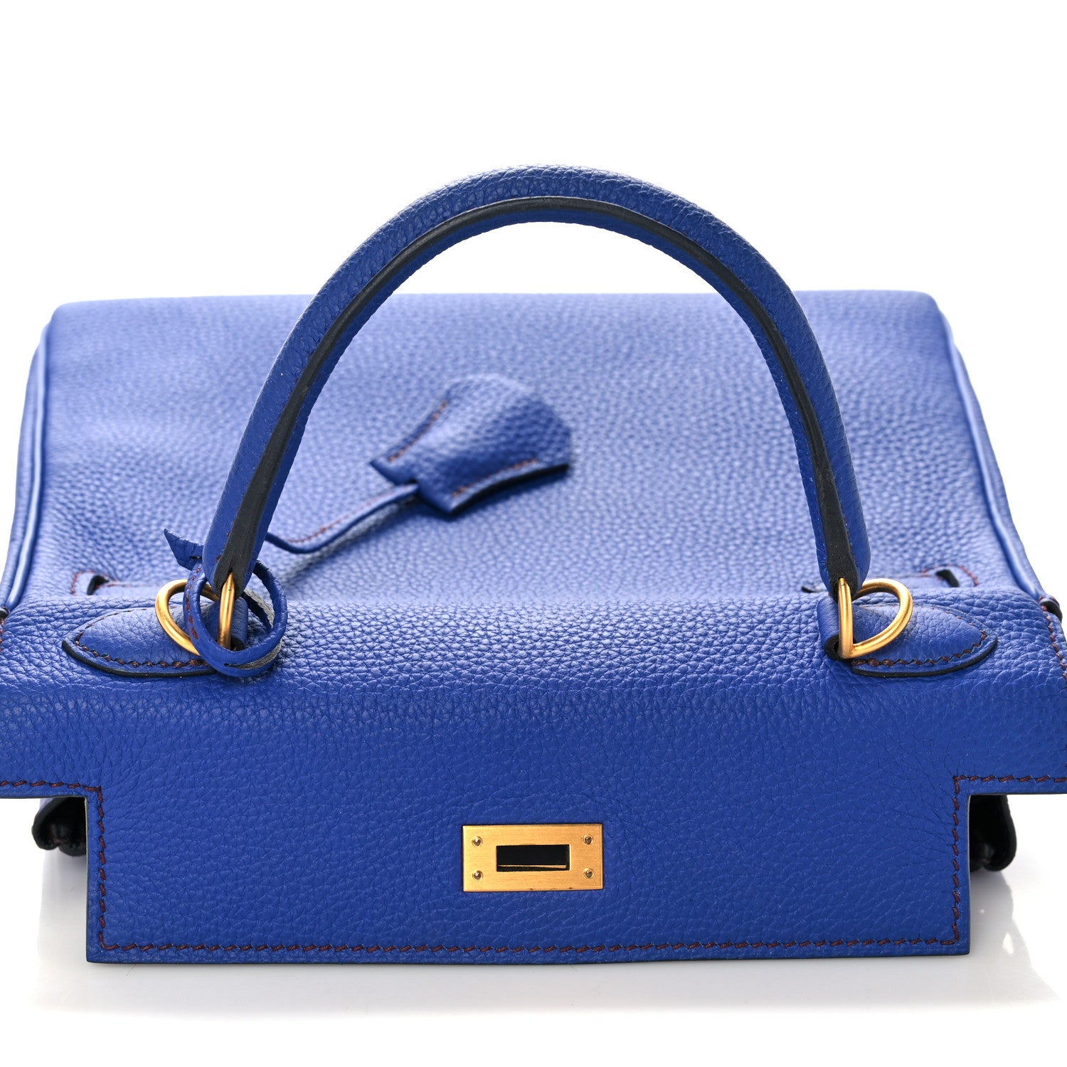 Hermes Togo Horseshoe Kelly Retourne 25 Bleu Electrique Bordeaux 18 of 38