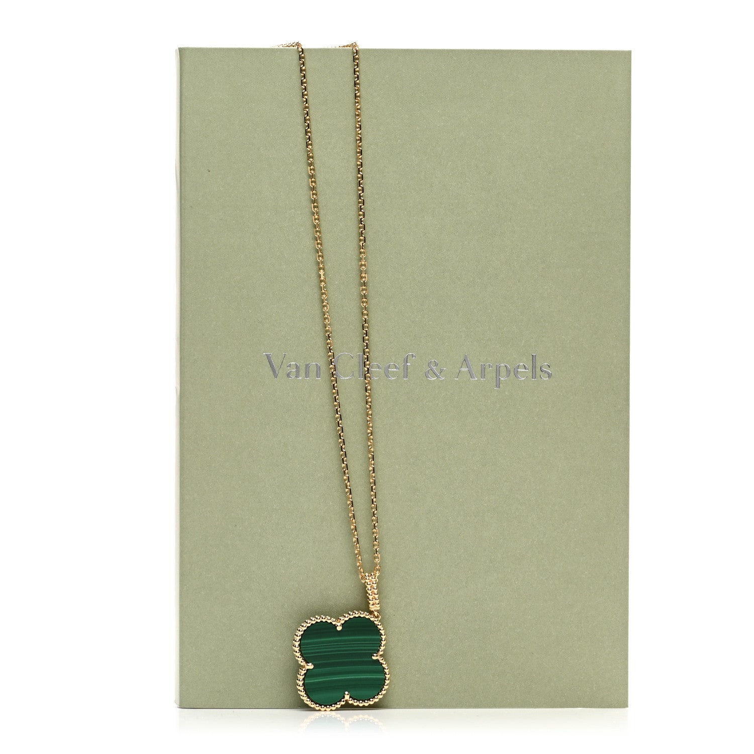 Van Cleef & Arpels 18K Yellow Gold Malachite Magic Alhambra Pendant Necklace 5 of 5