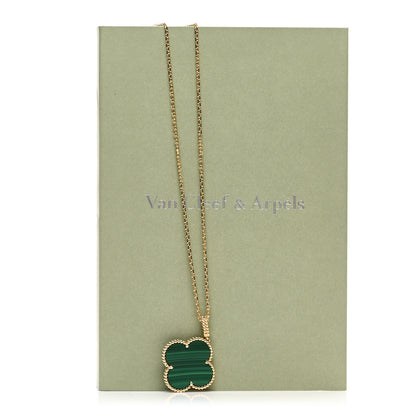 Van Cleef & Arpels 18K Yellow Gold Malachite Magic Alhambra Pendant Necklace 5 of 5