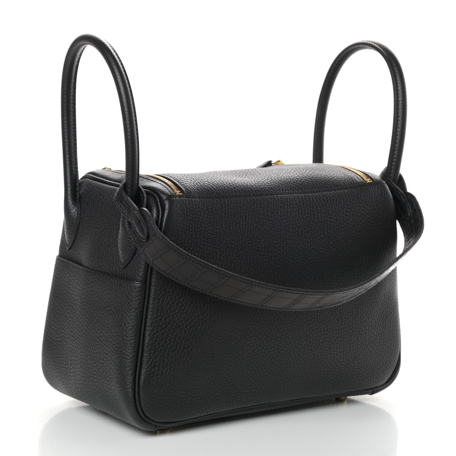Hermes Taurillon Clemence Matte Niloticus Crocodile Touch Lindy 26 Black 3 of 9