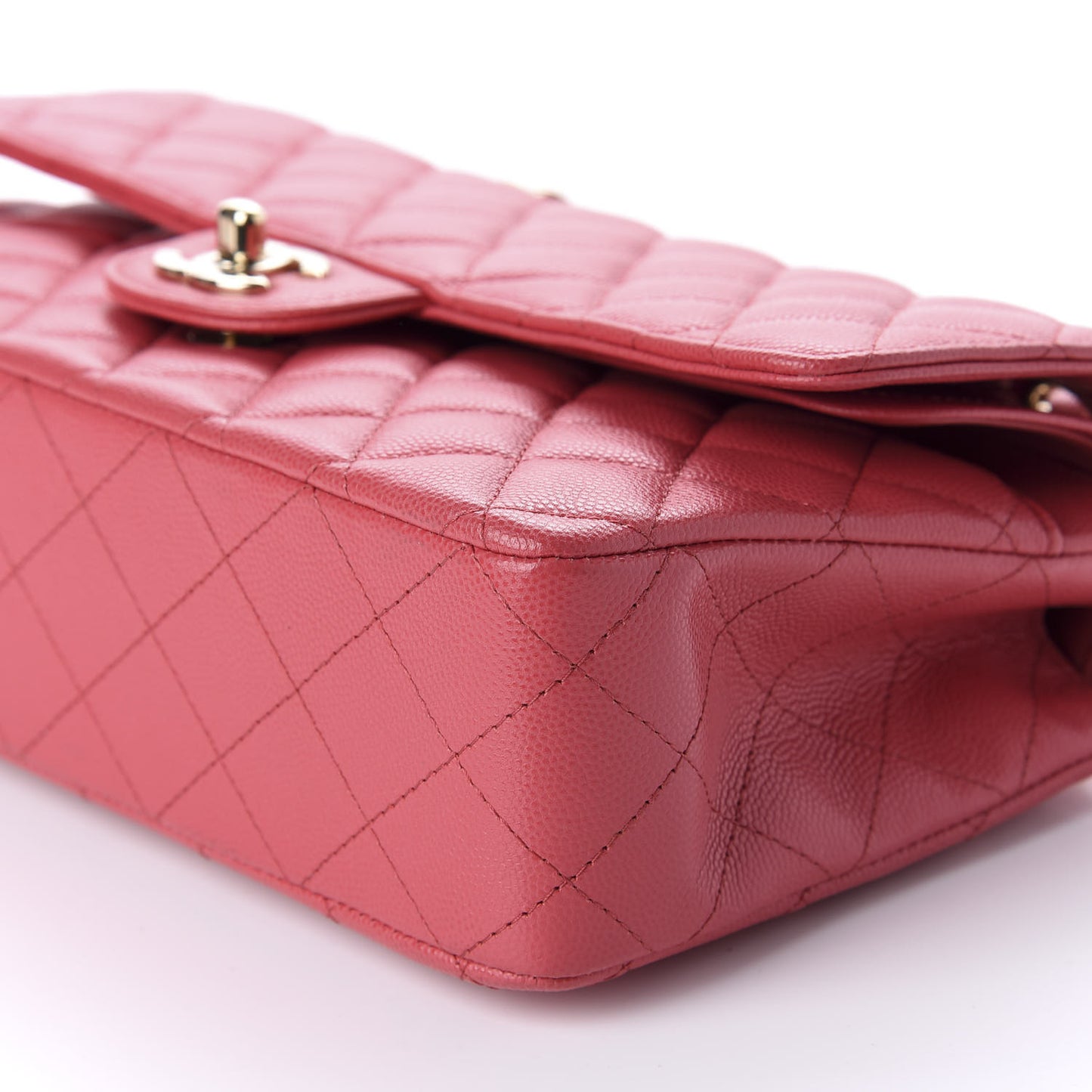 Caviar Quilted Medium Double Flap Dark Pink