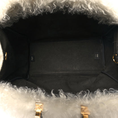 Fendi Mohair Vitello Aura Logo Large Fendi Sunshine Shopper Tote White Ebano 5 of 11