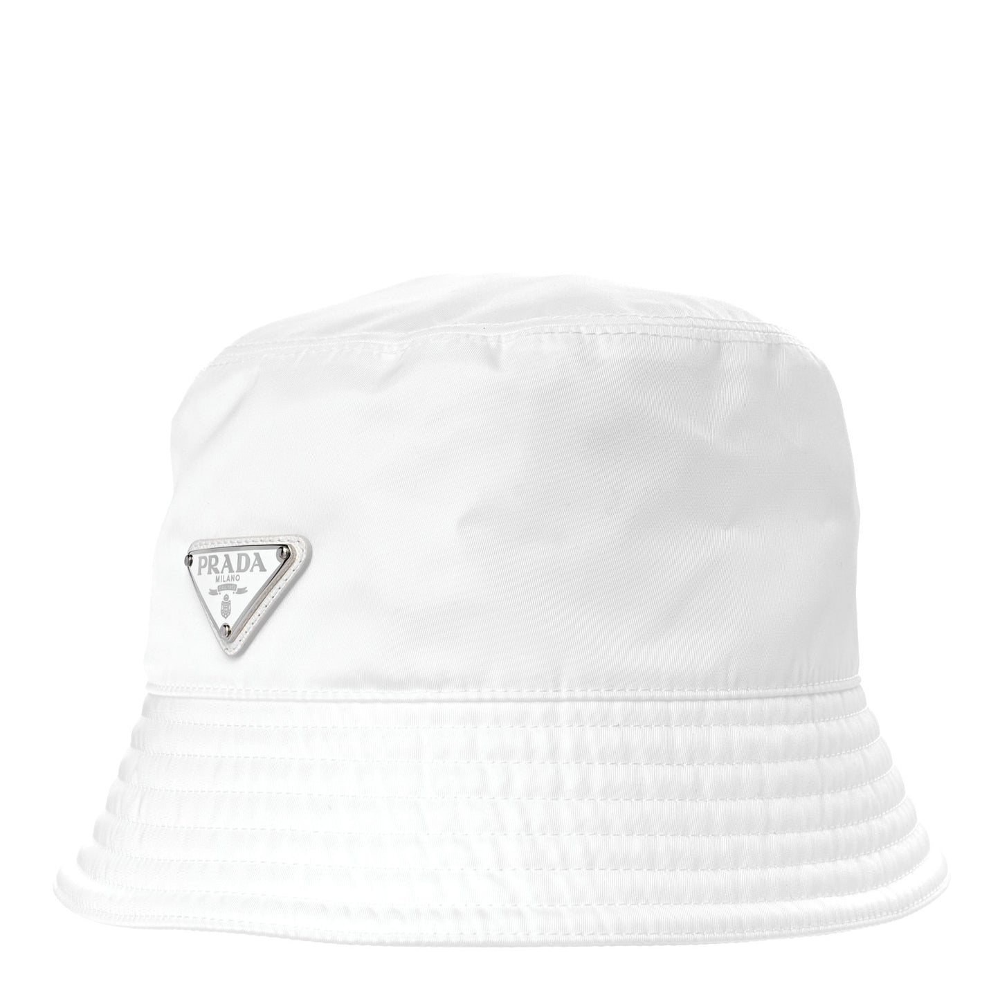 Re-Nylon Metal Triangle Logo Mens Bucket Hat XL White