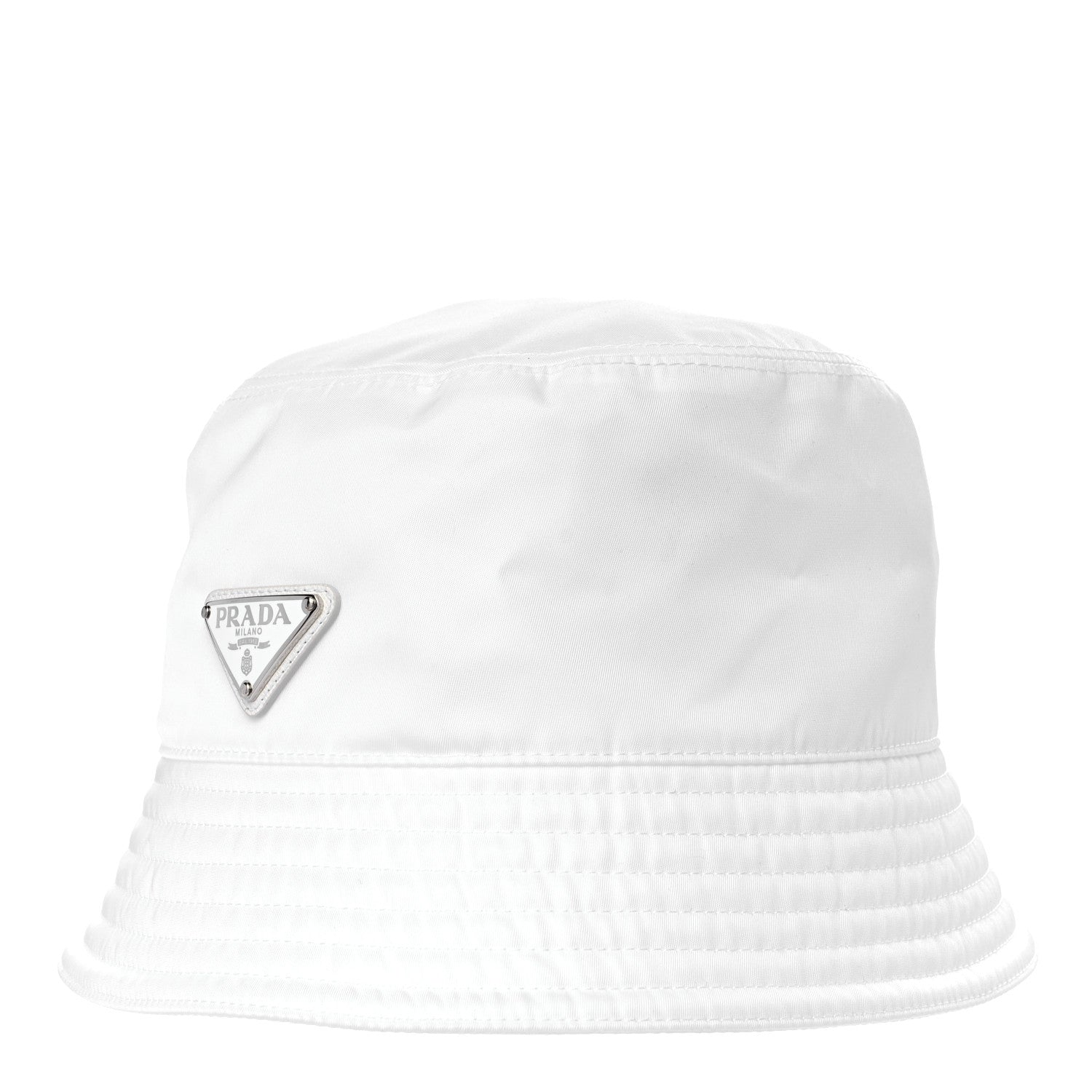 Prada Re-Nylon Metal Triangle Logo Mens Bucket Hat XL White 3 of 8