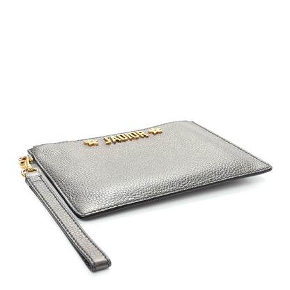 Christian Dior Metallic Grained Calfskin J'Adior Zip Pouch Gunmetal 4 of 9