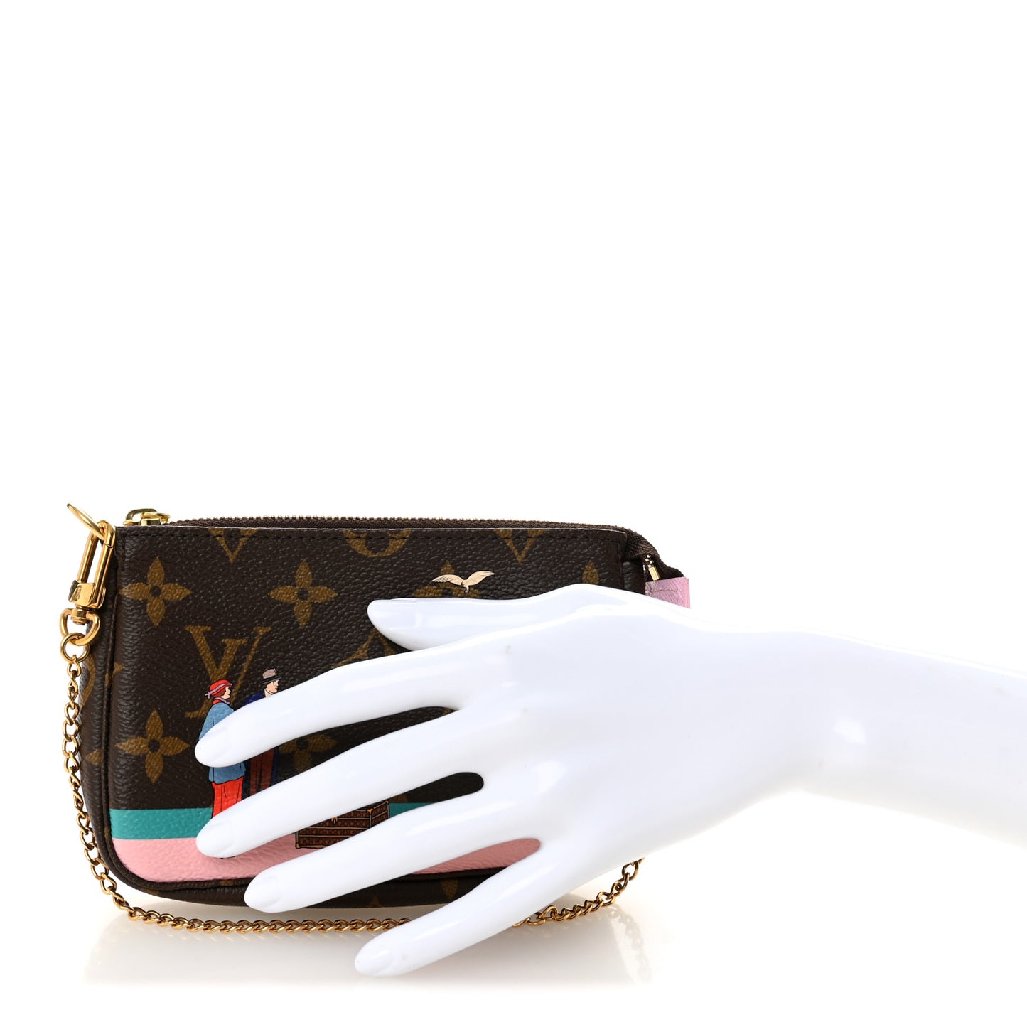 Monogram 2016 Christmas Animation Mini Pochette Accessories Rose Ballerine