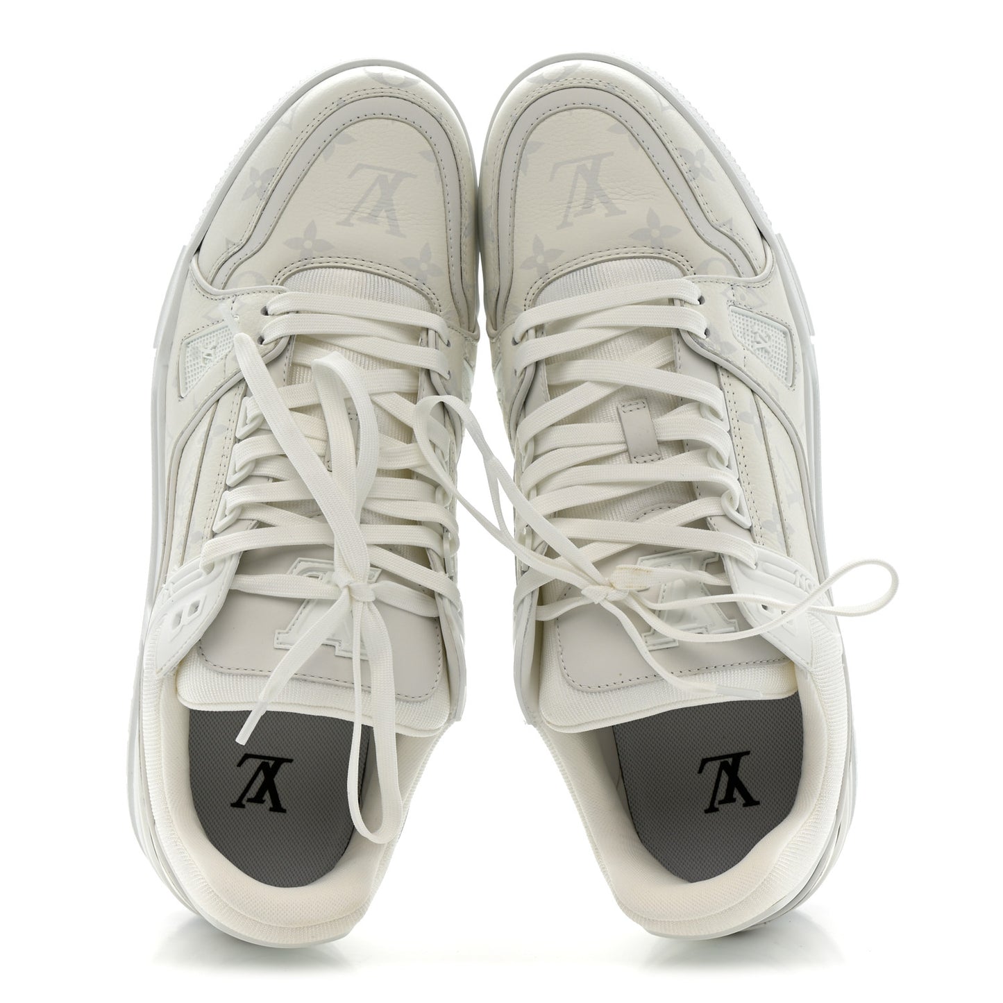 Calfskin Monogram Mens LV Trainer Sneakers 10 White