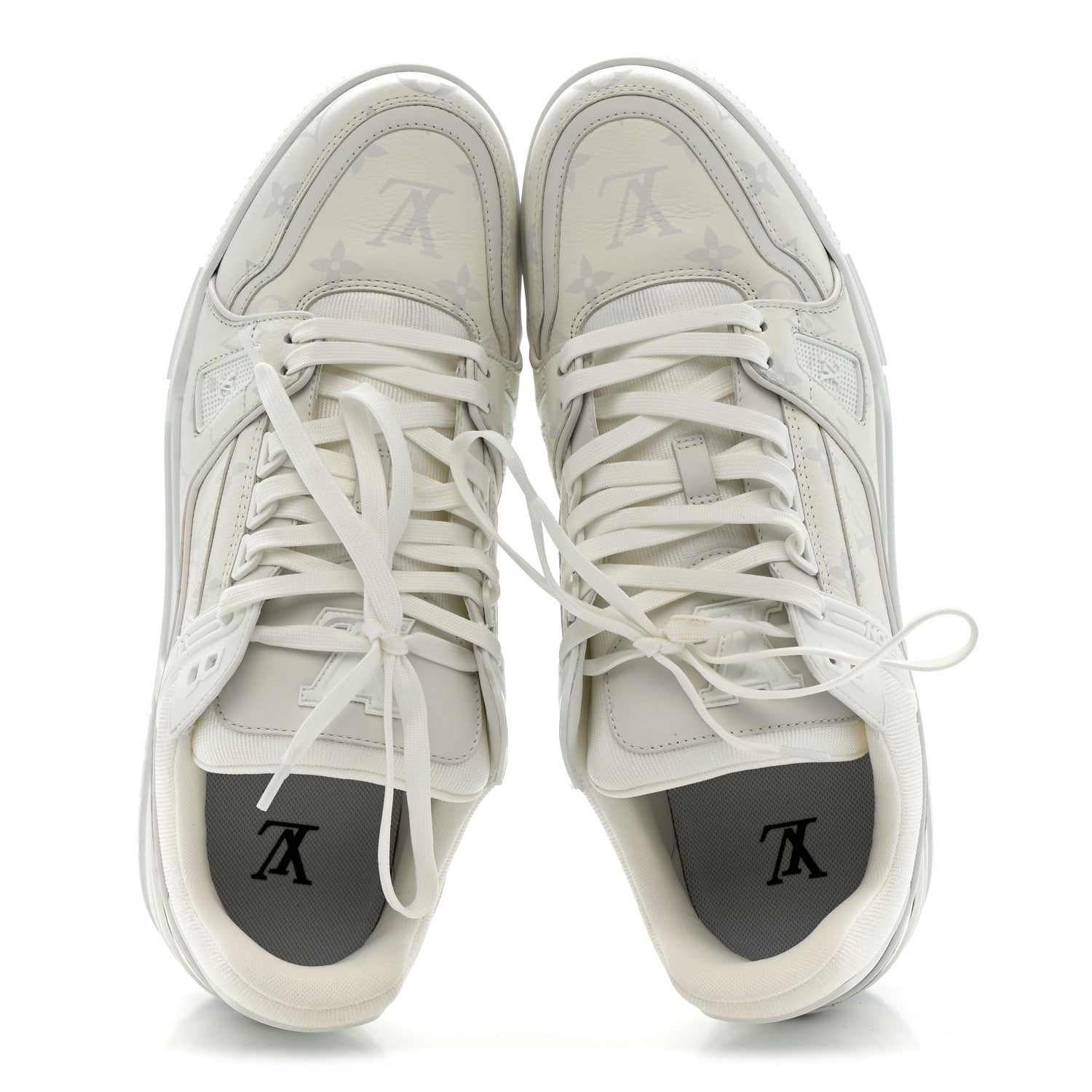 Louis Vuitton Calfskin Monogram Mens LV Trainer Sneakers 10 White 2 of 10