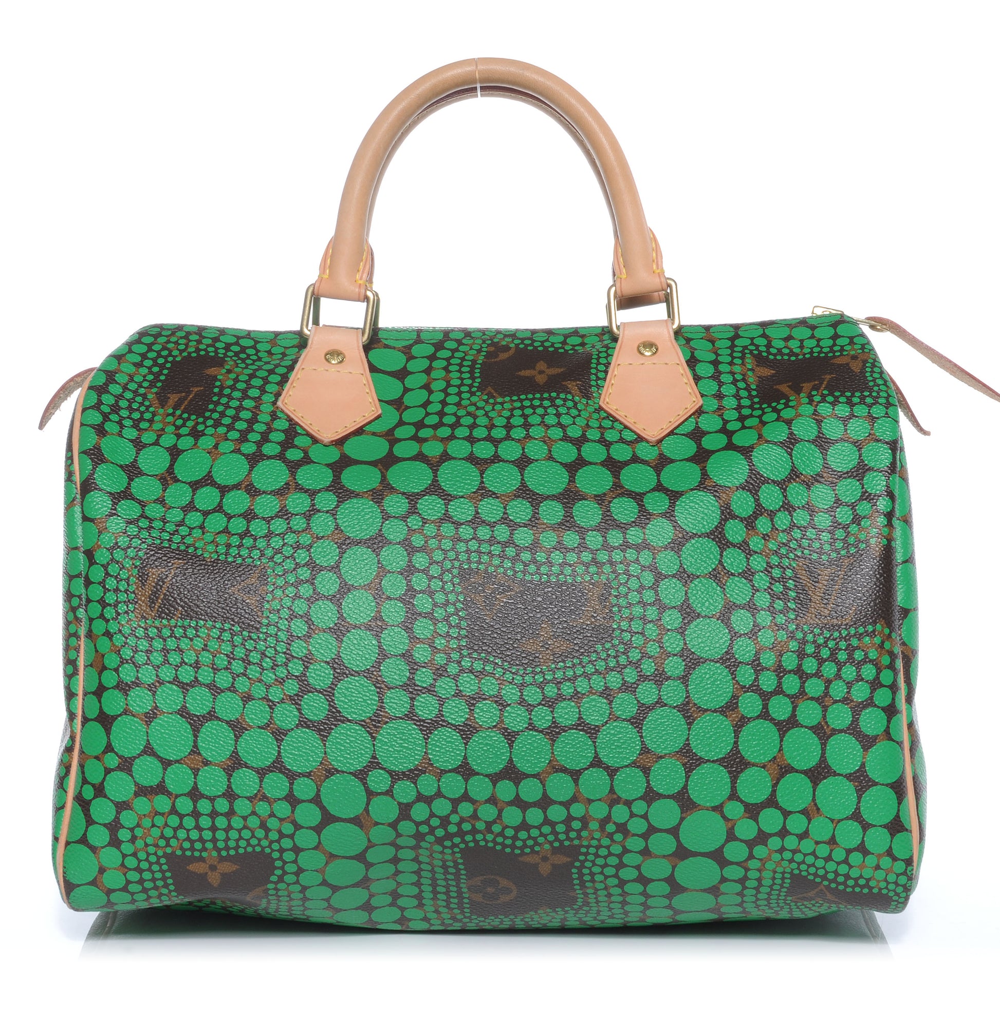 Louis Vuitton Monogram Kusama Town Speedy 30 Green 1 of 7