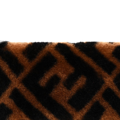 Fendi Shearling Vitello Dolce Macro FF 1974 Mini Baguette Tobacco Black 9 of 11