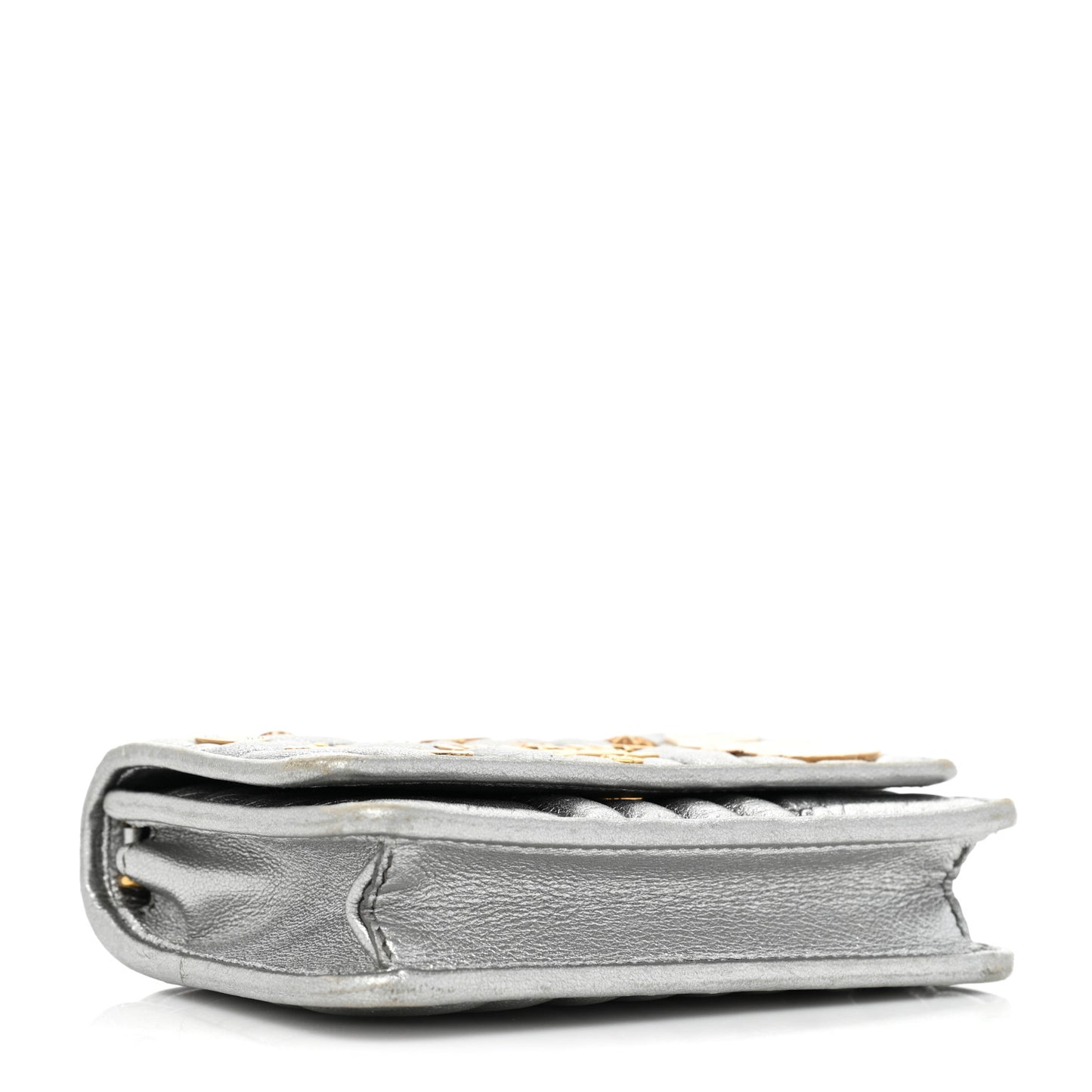 Metallic Nappa Impunture Embellished Diagramme Mini Bag Cromo