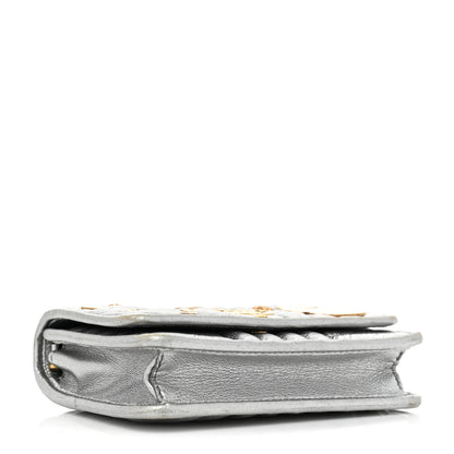 Prada Metallic Nappa Impunture Embellished Diagramme Mini Bag Cromo 4 of 14