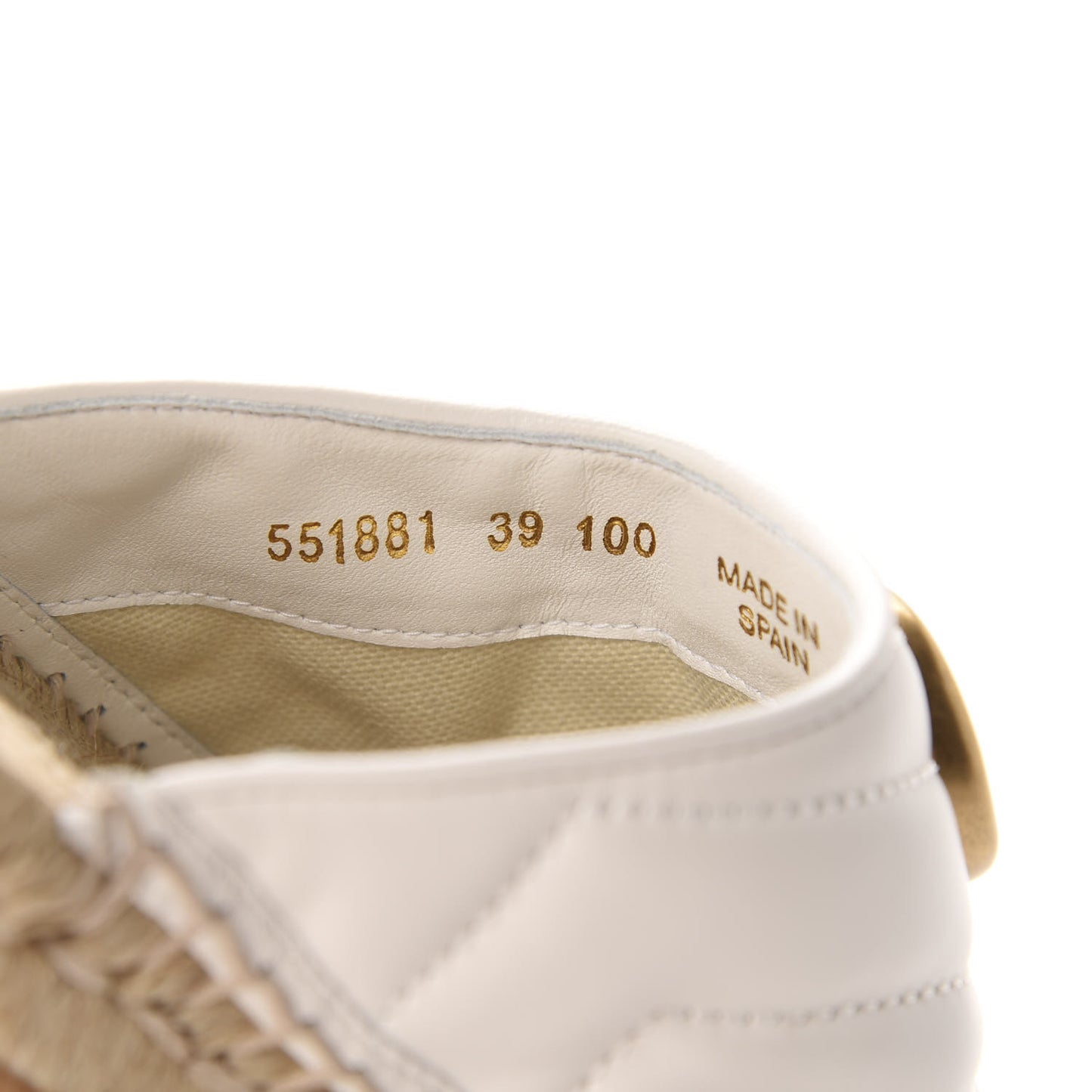 Nappa Matelasse GG Marmont Espadrille Slippers 39 Great White