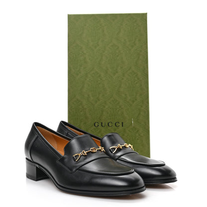 Gucci Jakarta Calfskin Womens Interlocking G Horsebit Loafers 37.5 Black 9 of 9