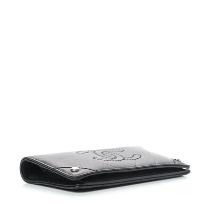 Chanel Calfskin Chevron CC All Day Long Yen Wallet Black 3 of 5
