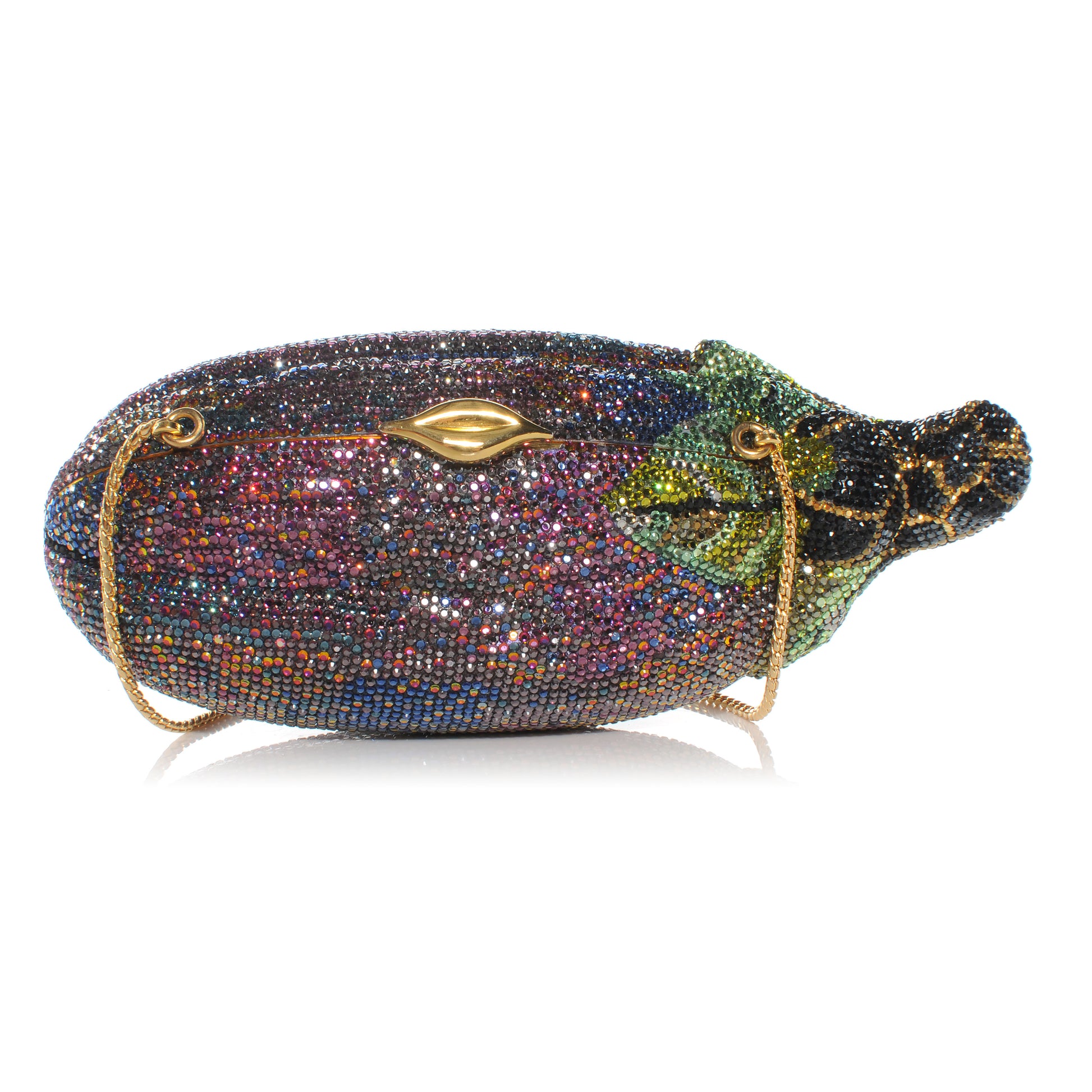 Judith Leiber Crystal Eggplant Minaudiere Clutch 5 of 7