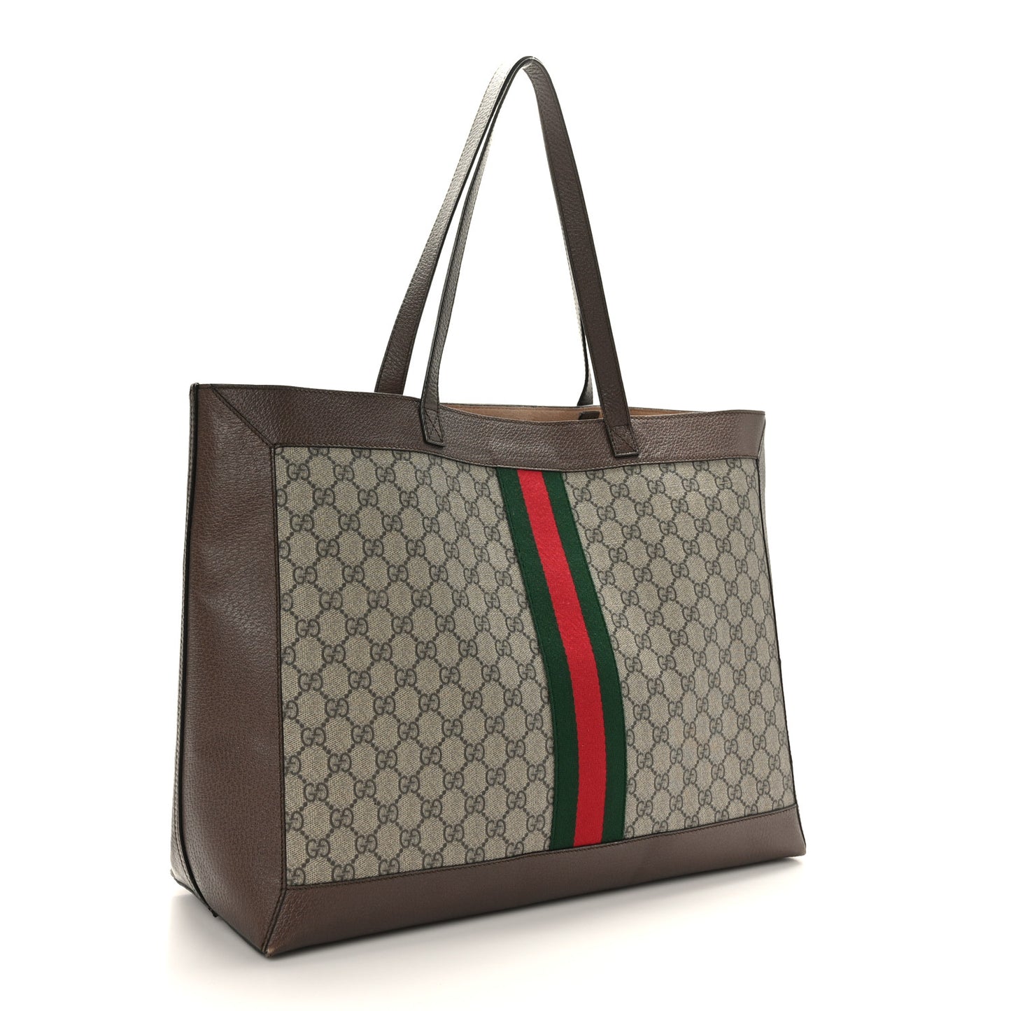 GG Supreme Monogram Web Ophidia Tote Brown