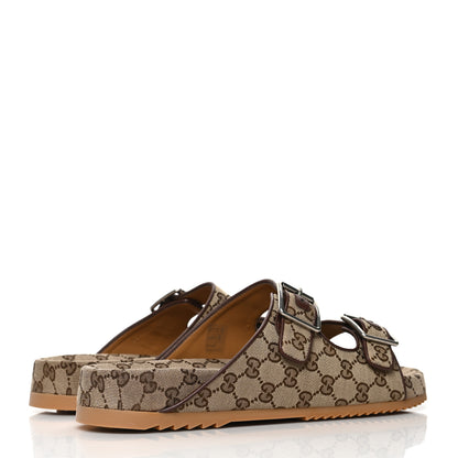 Gucci GG Monogram Lavaredo Eco Fabric Mens Slide Sandals With Straps 13 Beige Ebony Light Brown 4 of 8