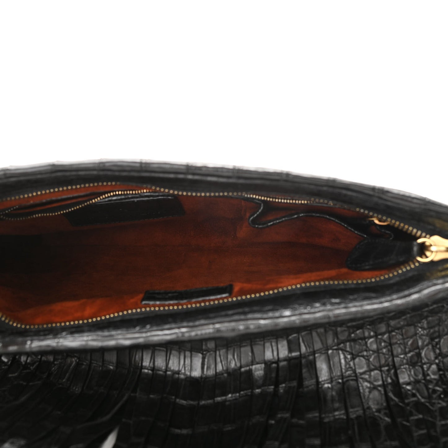 Crocodile Fringe Crossbody Clutch Black
