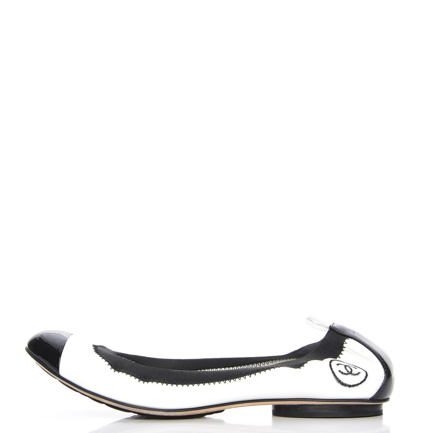 Patent CC Elastic Cap Toe Ballerina Flats 37 White Black