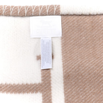 Hermes Wool Cashmere Avalon Baby Blanket Noisette Moyen White 3 of 3