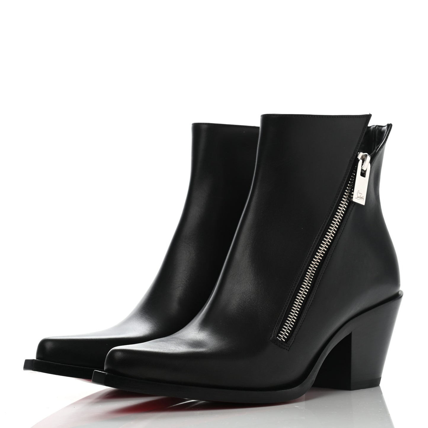Calfskin Santiazip 65 Ankle Bootie 35 Black