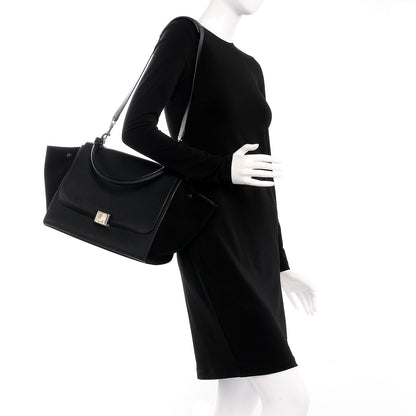 Celine Drummed Calfskin Suede Medium Trapeze Black 2 of 11