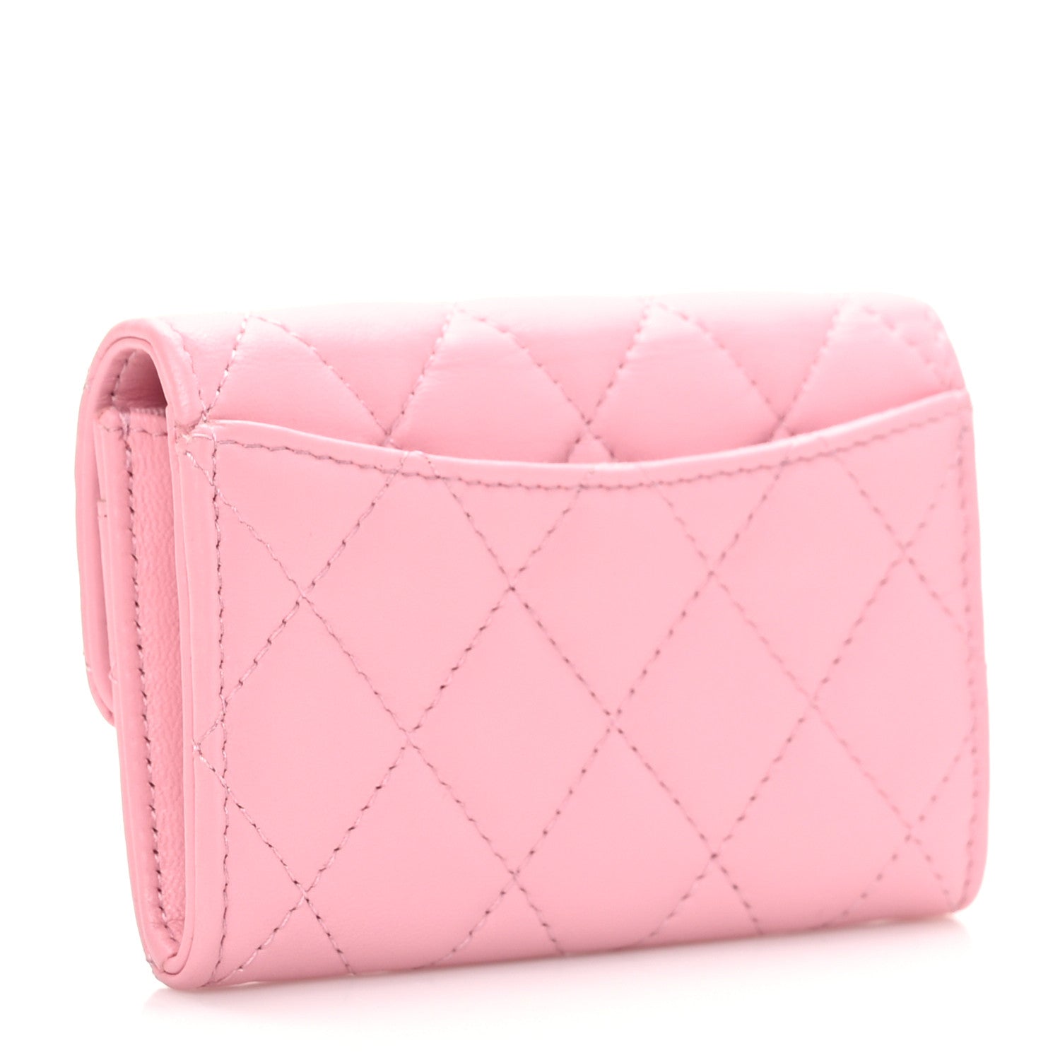 Chanel Lambskin Quilted Flap Card Holder Wallet Pink 3 of 8