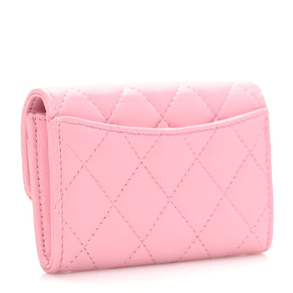 Chanel Lambskin Quilted Flap Card Holder Wallet Pink 3 of 8