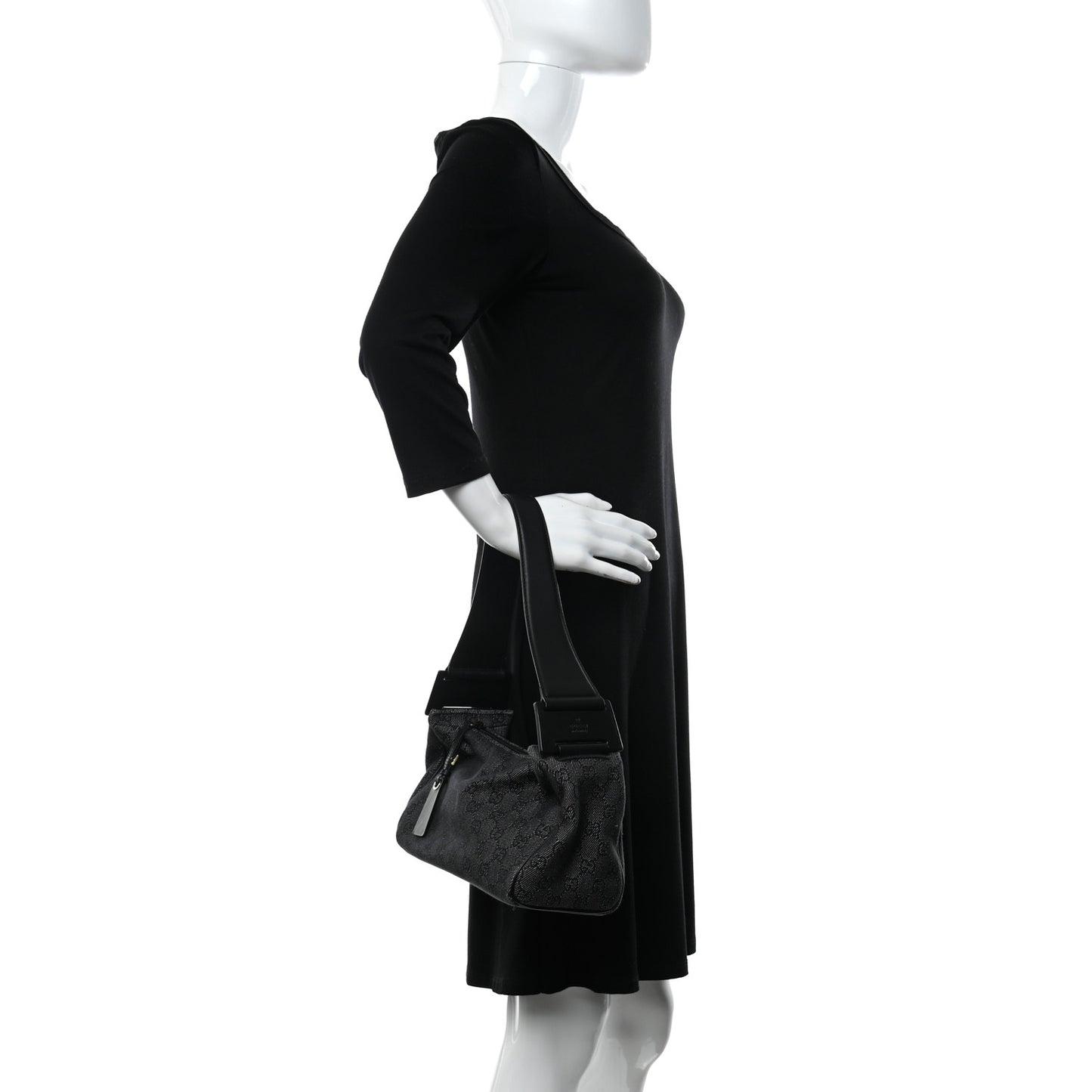Denim Monogram GG Signature Shoulder Bag Black