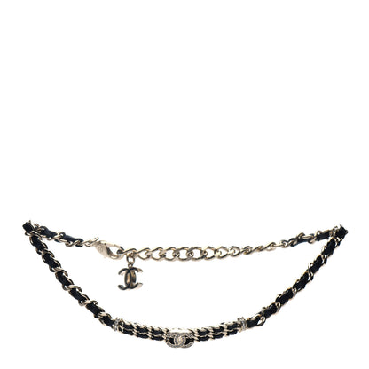 Chanel Metal Lambskin Crystal CC Choker Necklace Black Gold 1 of 4