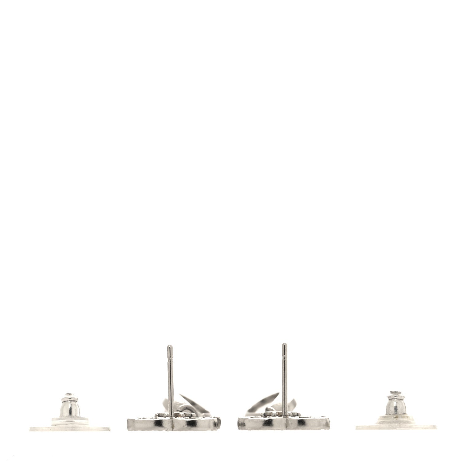 Chanel Crystal CC Tear Drop Earrings Silver 3 of 5