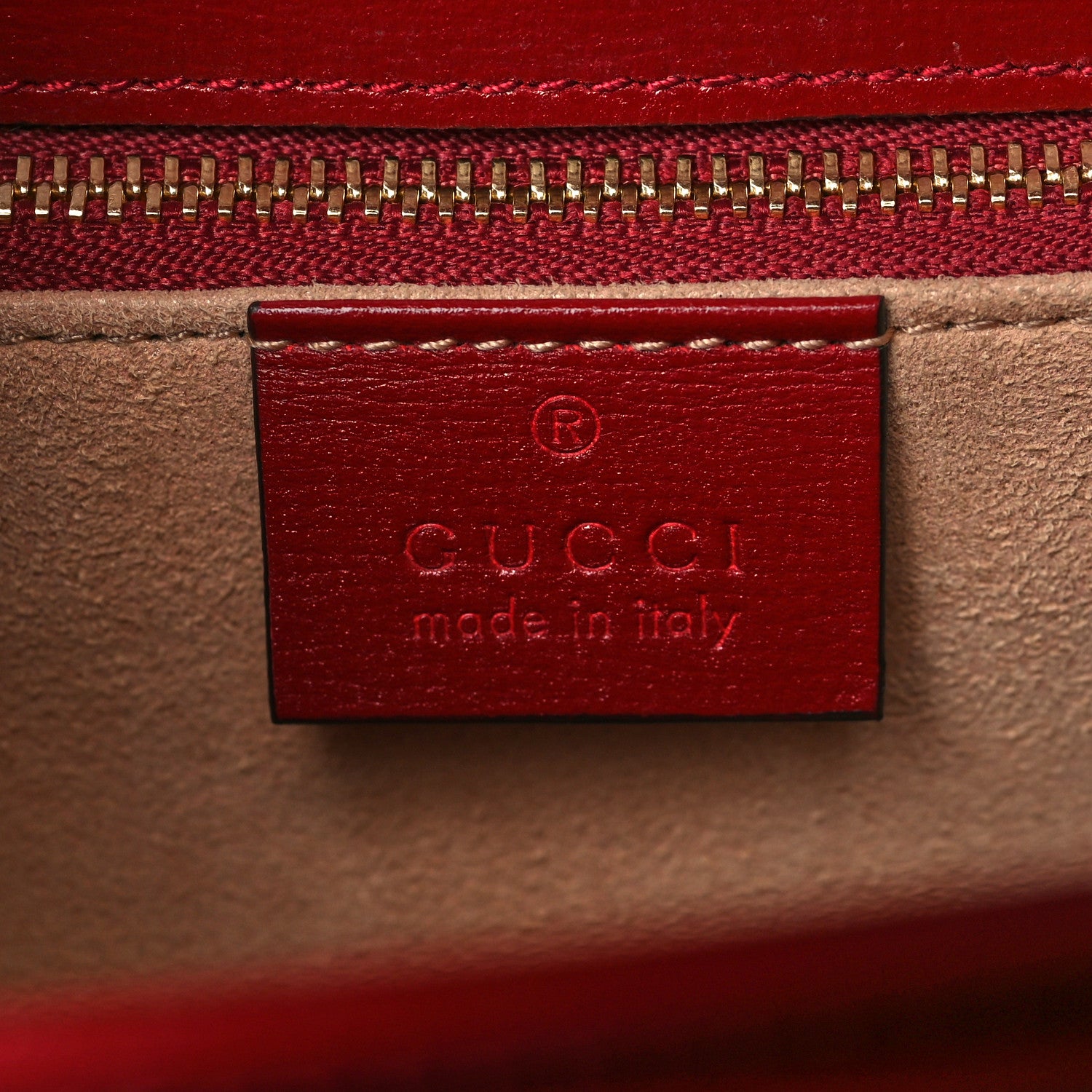 Gucci GG Supreme Monogram Azalea Calfskin Horsebit 1955 Shoulder Bag Beige Ebony New Cherry Red 6 of 6
