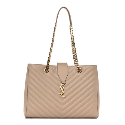 Saint Laurent Grain De Poudre Matelasse Chevron Monogram Shopping Bag Nude Powder 1 of 11