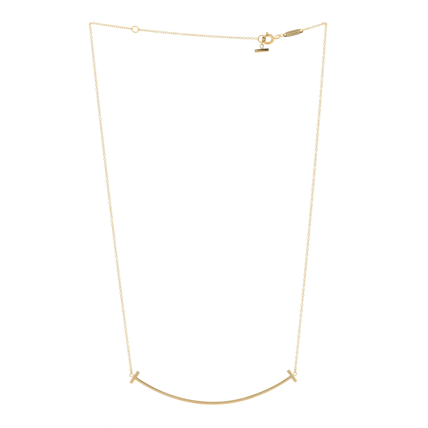 18K Yellow Gold Large T Smile Pendant Necklace