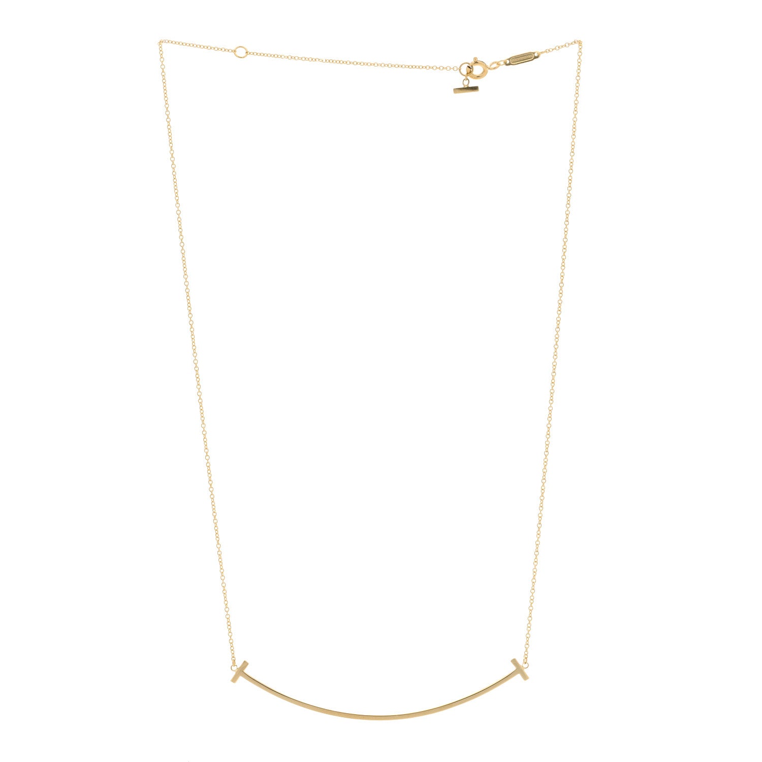 Tiffany 18K Yellow Gold Large T Smile Pendant Necklace 3 of 5