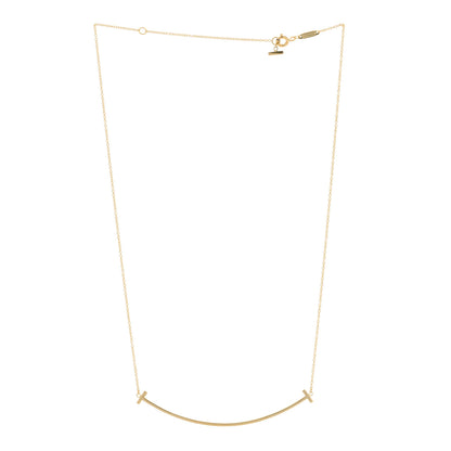 Tiffany 18K Yellow Gold Large T Smile Pendant Necklace 3 of 5