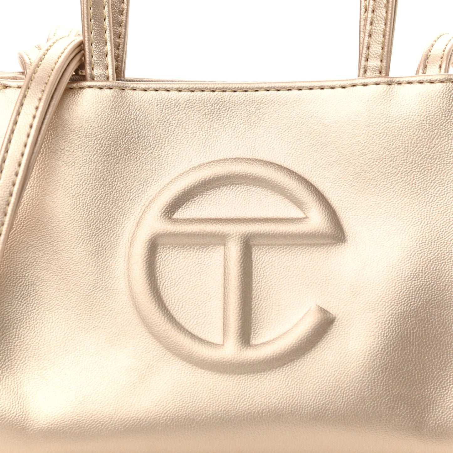 Metallic Vegan Leather Small Shopping Bag Gold