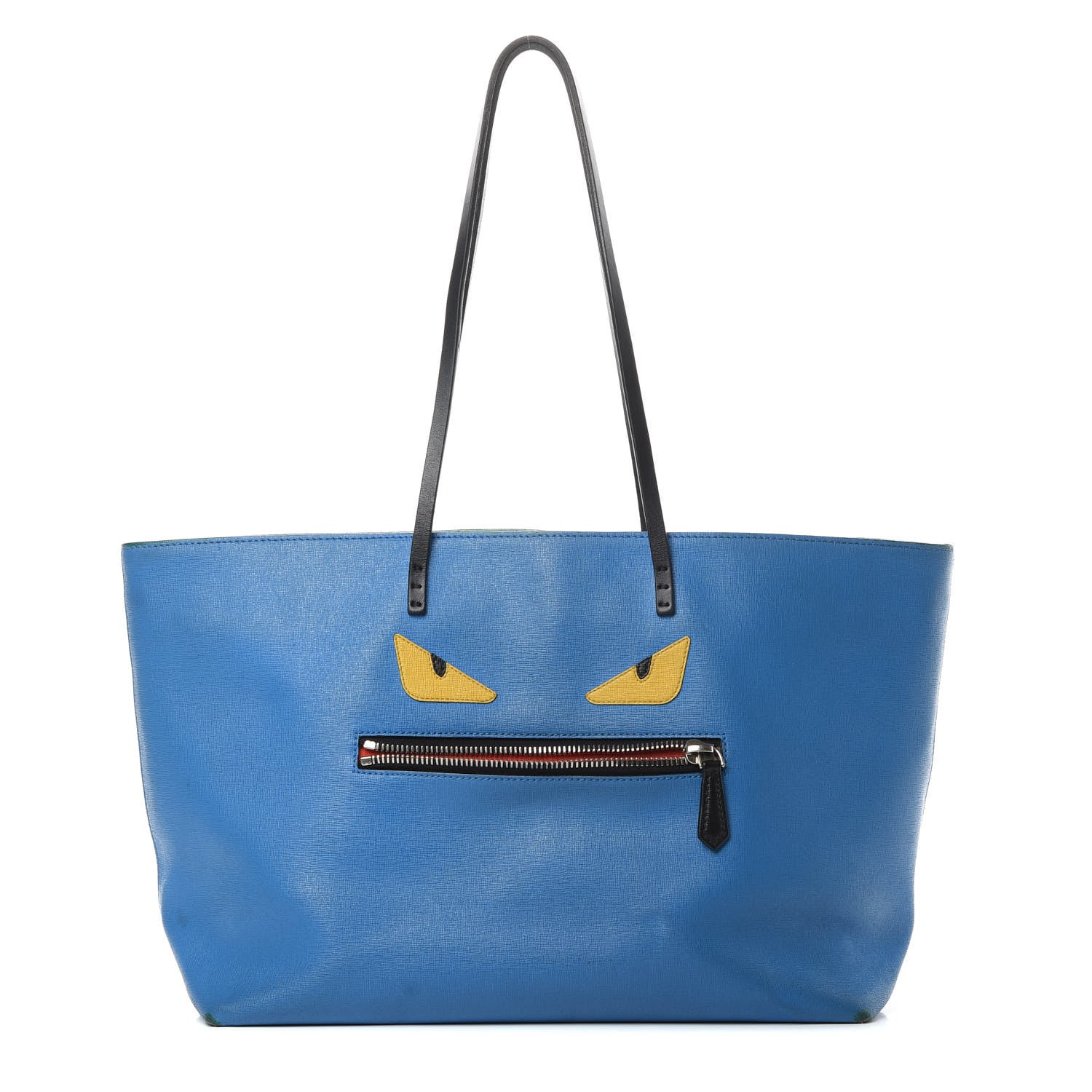Fendi Vitello Elite Cuoio Monster Buggies Medium Roll Tote Zaffire Black Multicolor Lago 1 of 20