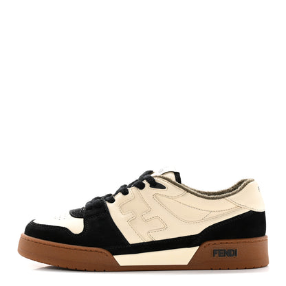 Fendi Suede Vitello Mens Fendi Match Low Top Sneakers 10 Milk Black 1 of 12