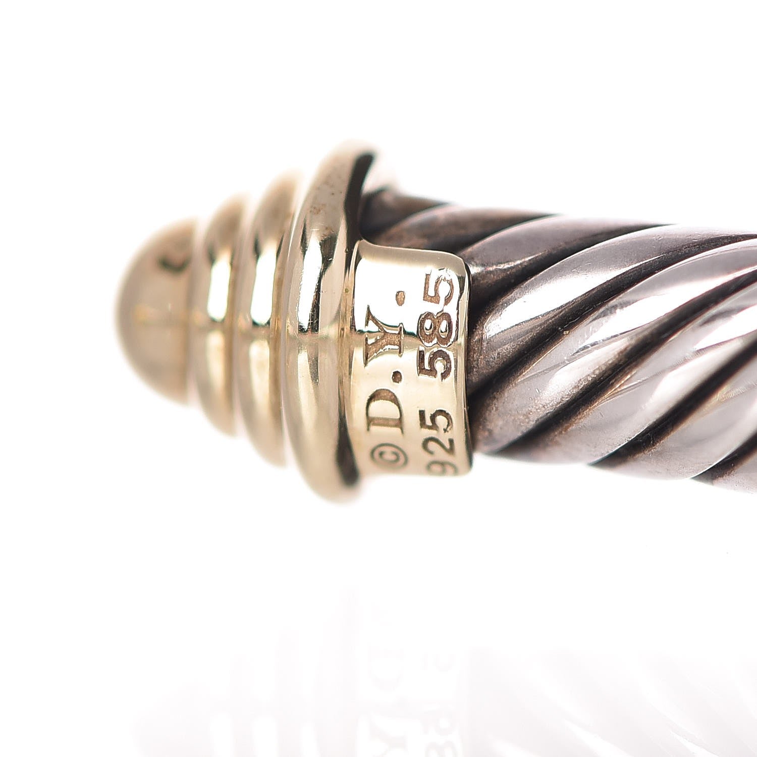 David Yurman Sterling Silver 14K Yellow Gold 5mm Cable Classics Bracelet 4 of 4