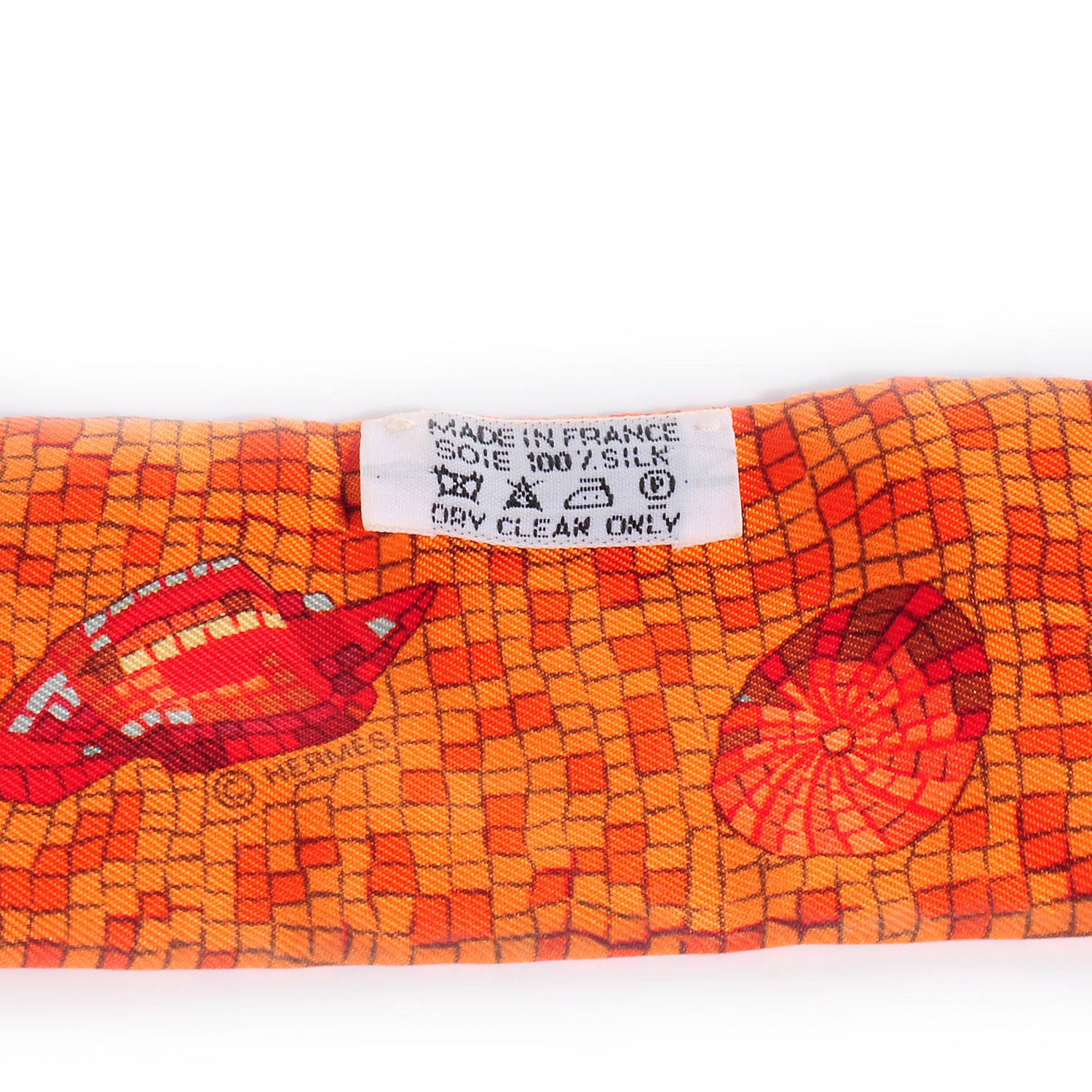 Hermes Silk Sea Shells Mosaic Twilly Orange 4 of 5