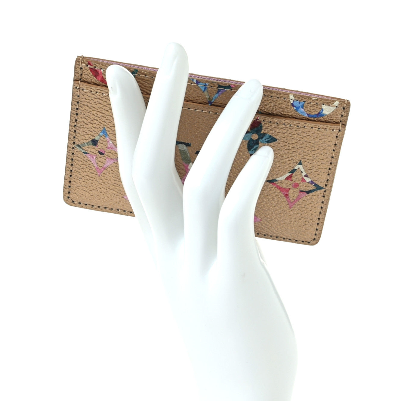 Metallic Monogram LV Garden Card Holder Gold