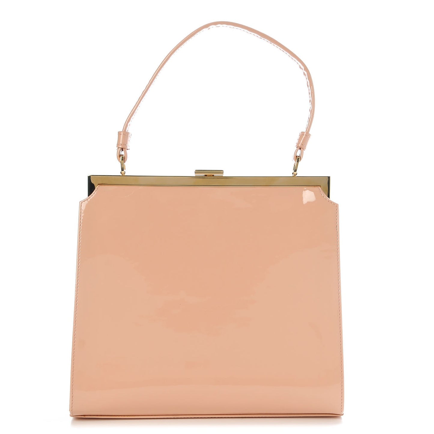 Patent Calfskin Elegant Top Handle Bag Rosa