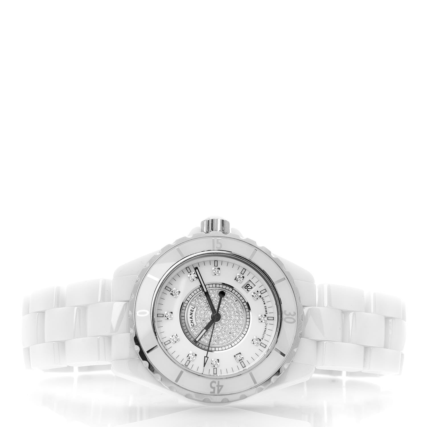 Chanel Stainless Steel Ceramic Diamond Dial 38mm J12 Automatic Watch White 3 of 5