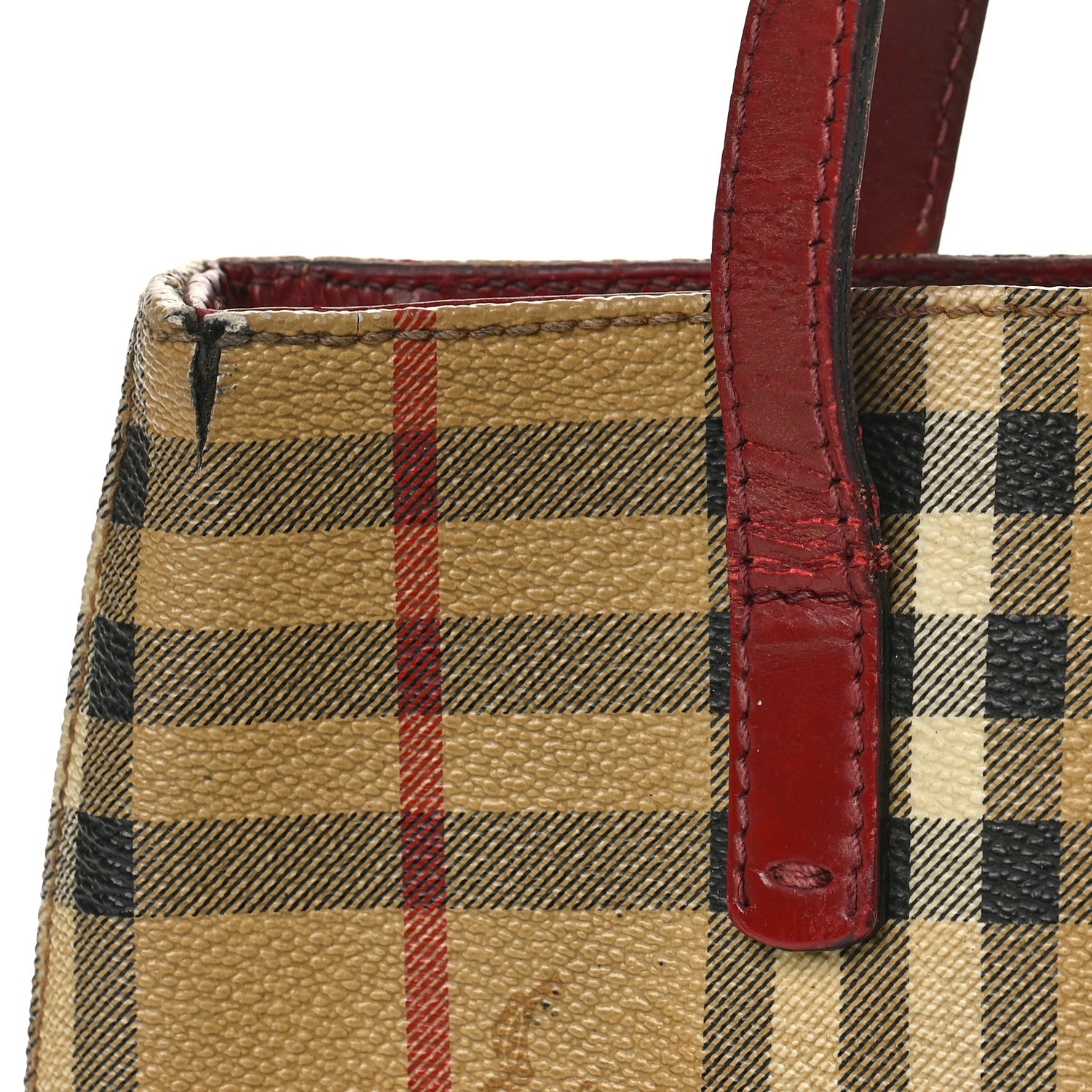 Burberry Haymarket Check Small Tote Red 11 of 20